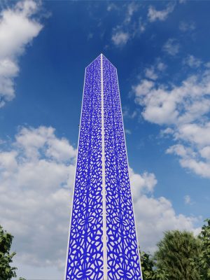 SQUARE FULL BLUE CAMOUFLAGED TOWER LANDS.